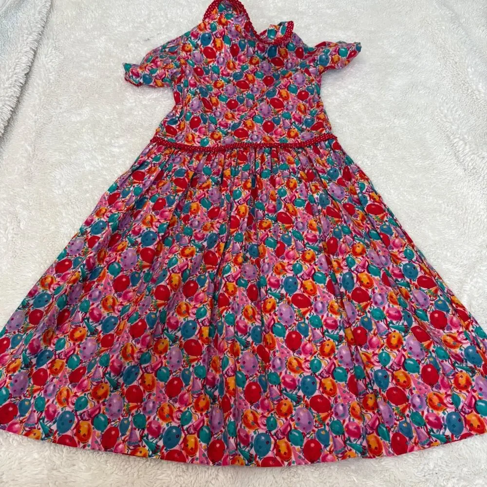 VTG Kelly's Kids Girls Birthday Balloon Fun Party Dress 7 Cotton Made in USA